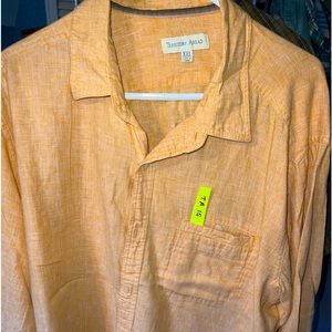 TA15 Men’s Long Sleeve Linen Shirt Light Orange XXL